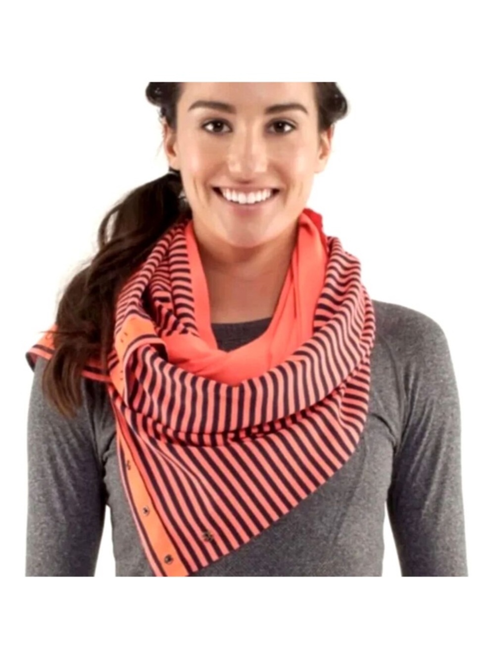 LULULEMON Vinyasa SCARF Classic Stripe Orange/Navy Womens One Size 54x26